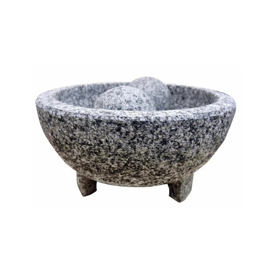 Granite Mortar and Pestle 6 Inch Molcajete for Spices Guacamole Salsa Cooking