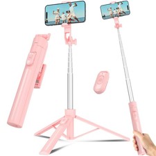 Selfie Stick Travel Tripod for Cell Phone with Remote Control and Phone Holde...