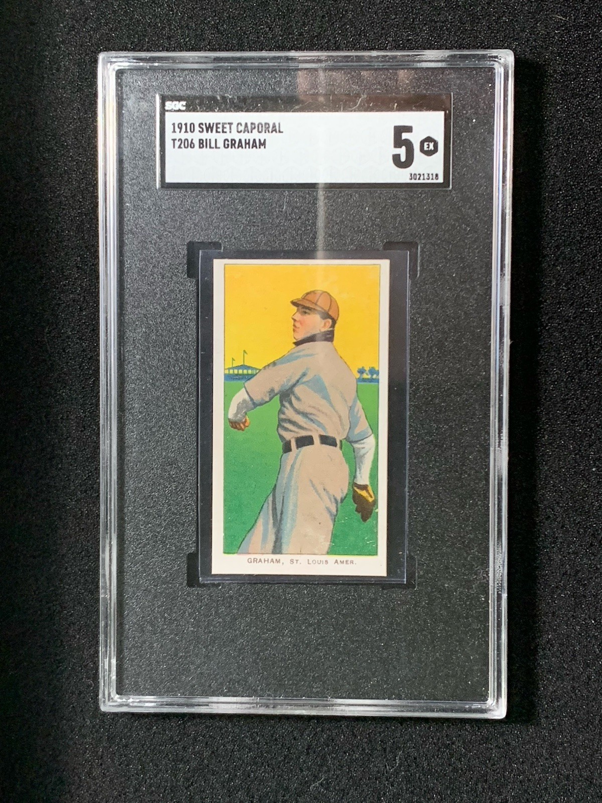 1910 Sweet Caporal T206 Bill Graham SGC 5 EX Cardinals Vintage High Grade