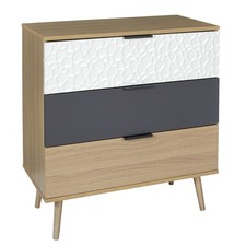 HD7147 Chest of 3 Drawers, Storage Furniture, Wood, White/Grey/Anth...