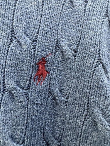 VTG Polo Ralph Lauren Sweater Mens M Blue 100% Silk Cable Knit Crew Pullover by Ralph Lauren, $28.8 - Photo 2