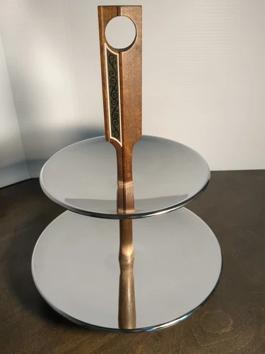 Kromex Double 2 Tier Serving Tray, Vintage Mid Century Modern, Chrome Silver USA