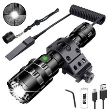 Rechargeable Tactical Flashlight Torch Picatinny Rail Mount for Hunting Shooting