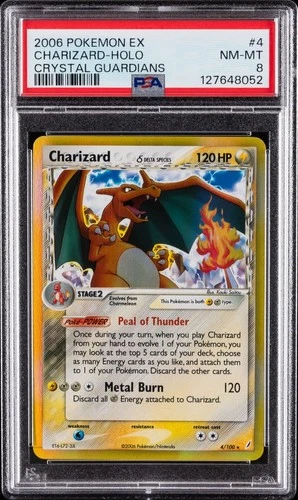 2006 POKEMON EX CRYSTAL GUARDIANS #4 CHARIZARD-HOLO PSA 8