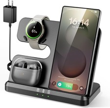 3 in 1 Charging Station for Samsung, Wireless Charger Stand for Galaxy S25 Ultra