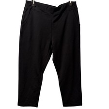 Kim Gravel Belle Black Stretch Pants W/ Pockets  Gold Zipper Detail Size 12 pan