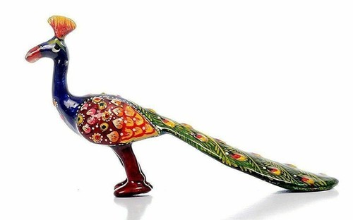 Lovely 5'' Decorative Peacock Figurine Metal Art India Christmas Gifts Souvenir - Picture 1 of 6