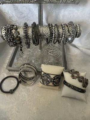 Lot Of 15 Dark Metal Hematite Bracelets New