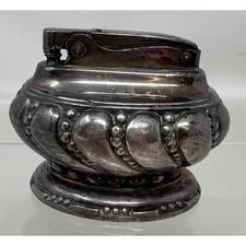 Ronson Crown Table Lighter Made in USA Vintage Silver Tone Metal Mid Century
