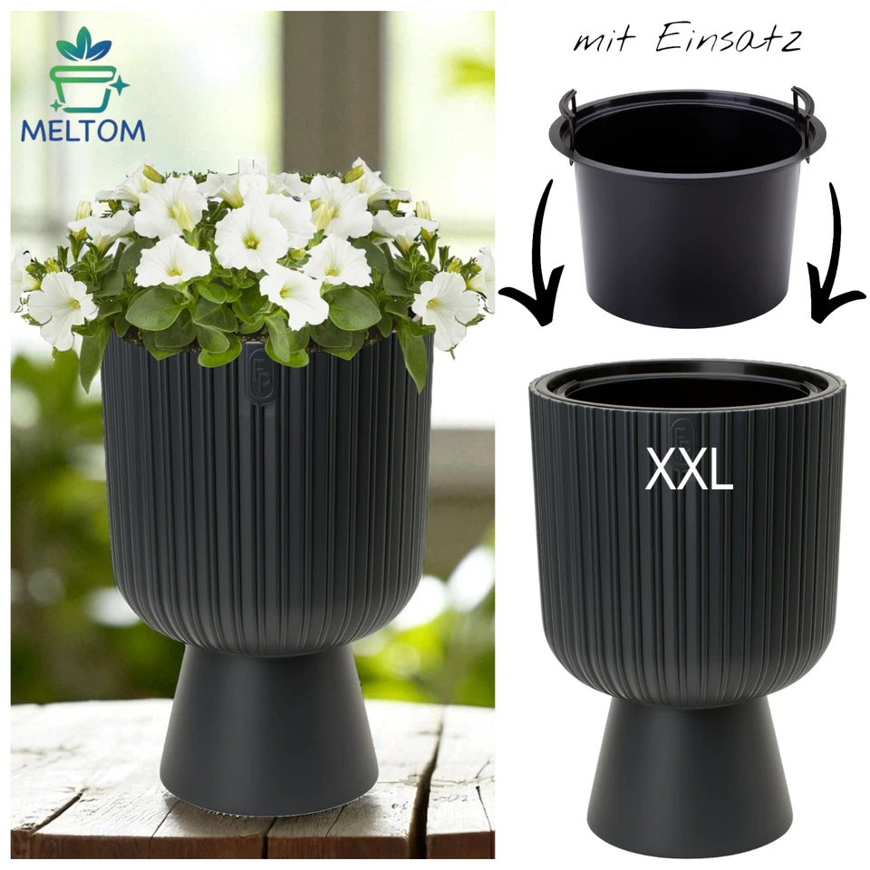 Runder Blumentopf mit Einsatz Blumenkübel Pflanzgefäß mit Bewässerungssystem XXL - Bild 4 von 4