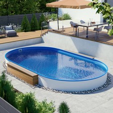 Familienpool Ovalpool Stahlwandpool 4,50 x 2,50 x 1,50 m Blau Made in Germany