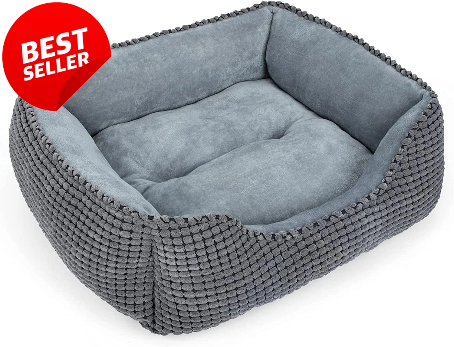 Orthopedic Dog Bed Washable Anti Slip Soft Pet Sofa 20in Grey - US