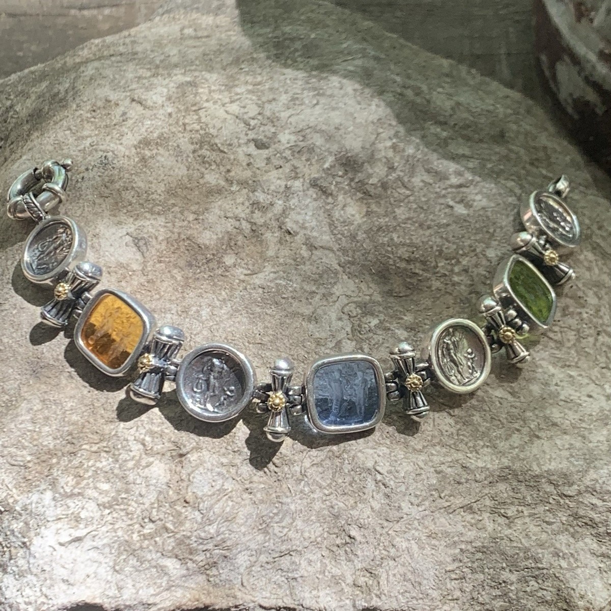 Flli Menegatti Bracelet Sterling Silver, 18K & Hand Carved