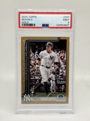 2025 Topps Series 1 - Ben Rice RC #337 Gold /2025 NY Yankees Rookie PSA 9 MINT