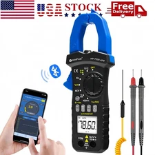 TRMS Multimeter Digital Clamp Meter & Bluetooth 600V AC DC Amp Volt Ohm Tester