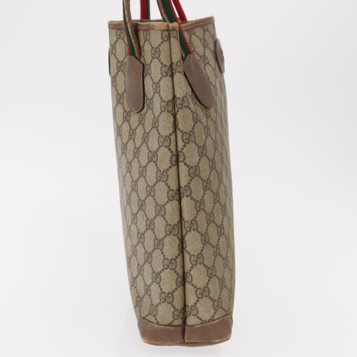 GUCCI GG Canvas Web Sherry Line Tote Bag PVC Beige 58 02 4889 Auth