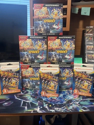 Pokemon TCG Lot Of 8 Surging Sparks Booster Bundle x5 3pk Bundle x3 39pks Total
