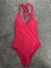 M S Fuschia Pink Swimsuit with Halterneck Tie, UK 8