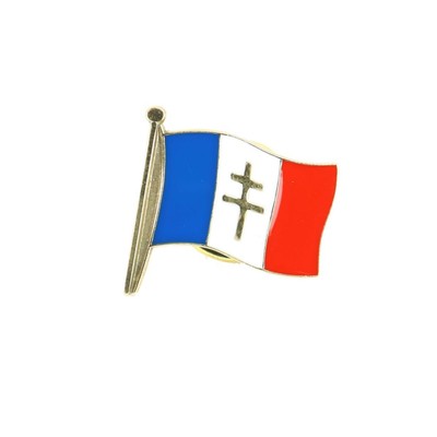 Pin's Drapeau Français Et Croix De Lorraine - Fabriqué En France à Saumur, Laiton, Qualité Armée