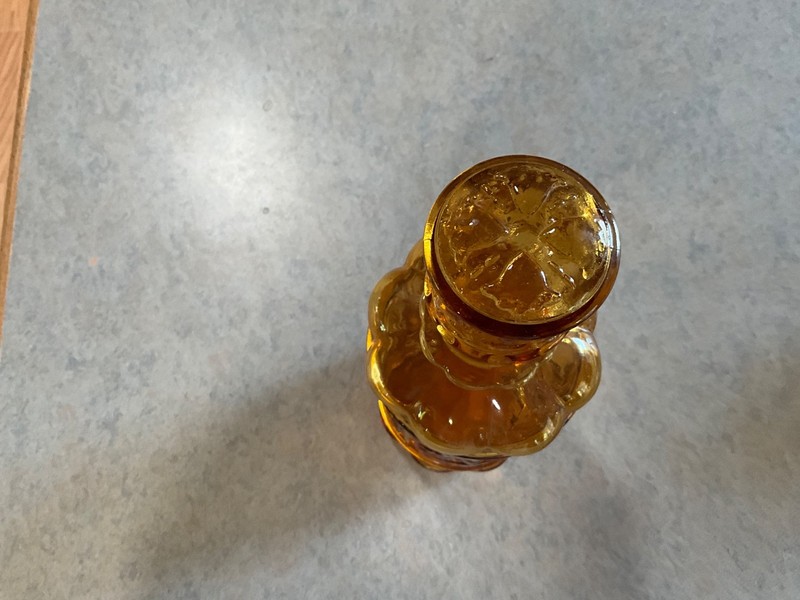VTG MCM Empoli Amber  Art Glass Bottle Made In Italy.