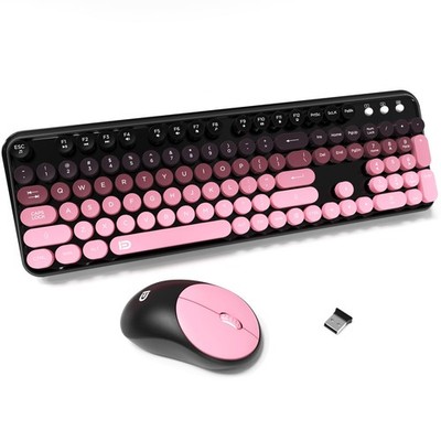 Wireless Keyboards and Mouse Combos, Colorful Cute Typewriter Full-Size Retro...