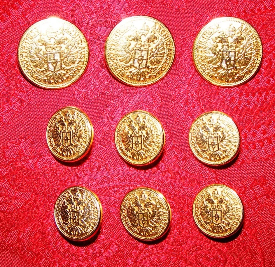 BESPOKE REPLICA 1 DUCAT AUSTRIAN GOLD COIN DESIGN REPLACEMENT BLAZER BUTTON SET - Image 4 of 4