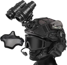 Helmet with Headset,Adjustable Helmet with Helmet Cover and Fcae Mask for Co...