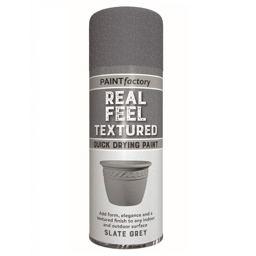 REAL FEEL TEXTURED SLATE GREY SPRAY PAINT METAL WOOD PLASTIC AEROSOL