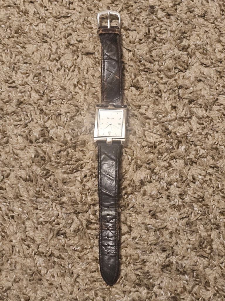 Bulova Quartz Tank Watch A3 Stainless Steel Date Water Resist