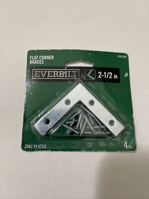 Everbilt 2-1/2in metal Flat Corner Braces New (6.4cm) 330 369 zinc plated