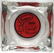 Vintage Glass Ashtray - "Faulkner's Drugs" Galaxy Line Sample 9375-2557