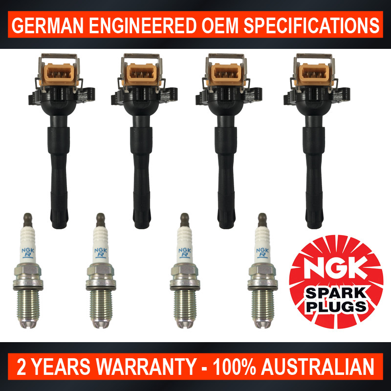 4x Genuine NGK Platinum Spark Plugs & 4x Ignition Coils for BMW Z3