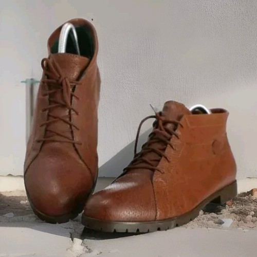 Gucci Ankle Boots Lace Up Sz 9.5 EU 40 Brown Full Grain Pebbled Leather Vintage - Picture 2 of 16
