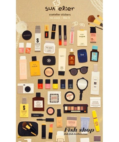 Cute Cosmetic Make up Lipstick Foundation Sticker Scrapbook card DIY gift Diary