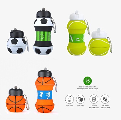 Sport Auslaufsicher Trinkflasche Fußball Basketball Tennis Kinder Schule Faltbar