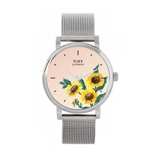 Toff London TLWS-16526 Ladies Yellow Sunflower Flower Watch
