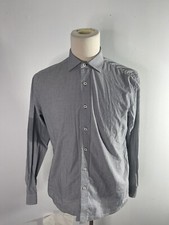 Nick Dunn London gray Large Easy Care Fitted Shirt men 100% cotton 17 34-35