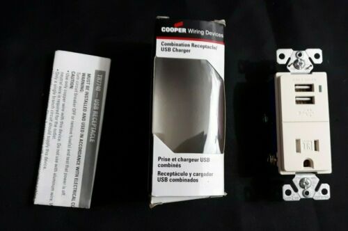 COOPER TR7740LA-BOX USB CHARGER RECEPTACLE TAMPER RESISTANT 2POLE 3WIRE GROUND - 第 1/5 張圖片
