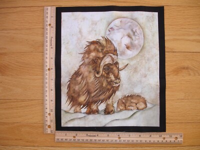  Wildlife Expression 2 Water Buffalo Calf Cotton Quilt Fabric Block 11'' x 9 1/4''