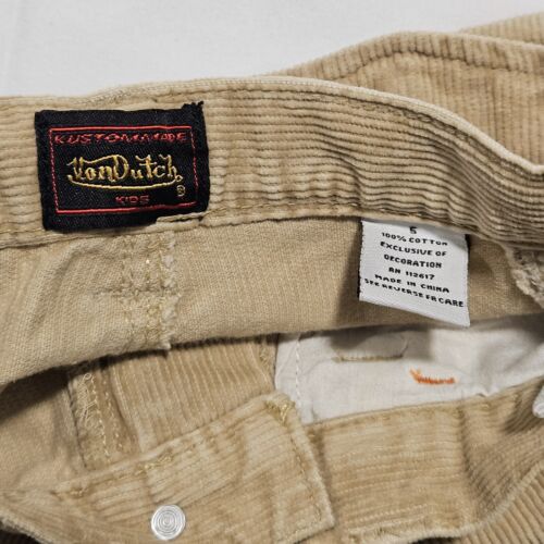 Von Dutch Originals Kids Corduroy Cornstalk Beige Pant New - Picture 4 of 8
