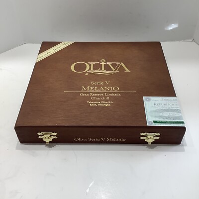 Oliva Churchill Serie V Melanio Maduro Empty Wood Cigar Box 8.75'' x 8'' x 1.5''