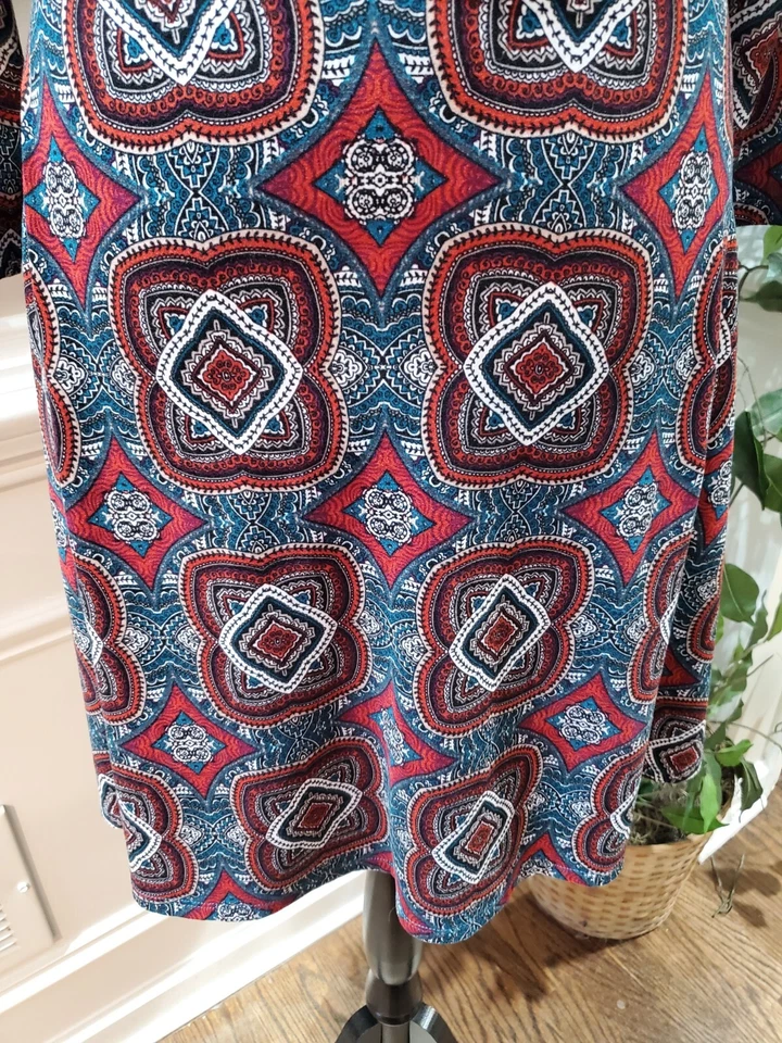 Bebop Maroon Twist Keyhole Polyester Boho Long Sleeve Knee Length Dress Size XL - Image 4 of 4