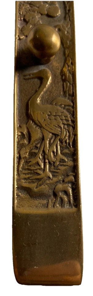 GUINDASTE DE FLORES DE LÓTUS PESO PAPEL BRONZE FUNDIDO COREANO VINTAGE 7” - Imagem 3 de 4