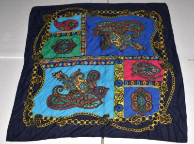 Womans Sqaured Scarf Multicolor Paisley Print 30''x 30'' Made in Italy
