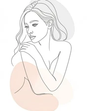 Digital Minimalist Line Art Woman Portrait - Modern Abstract Wall Art Print