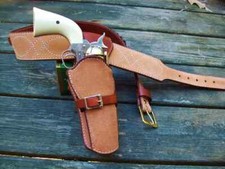 Western Gun Holster Belt Leather Revolver Pistol Tooled .22 .35/357 .44/45 Cal