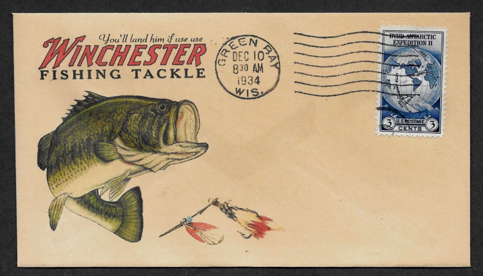 1930s Largemouth Bass Winchester Fishing Ad Reprint Collector's Envelope OP952 - Photo 1/1