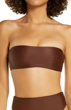 NWOT JADE SWIM All Around Strapless Bandeau Bikini Top Brown Women’s Size Small