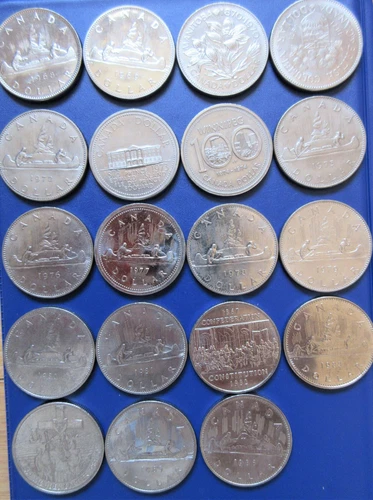 1968–1986 Canada Nickel $1 Dollar Coin Complete Set 19 Coins Circulated