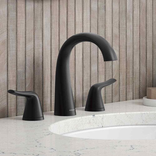 KOHLER Easmor Widespread Double Handle Bathroom Faucet Matte Black ...